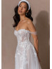 Sweetheart Neck Ivory Lace Tulle High Slit Sexy Wedding Dress